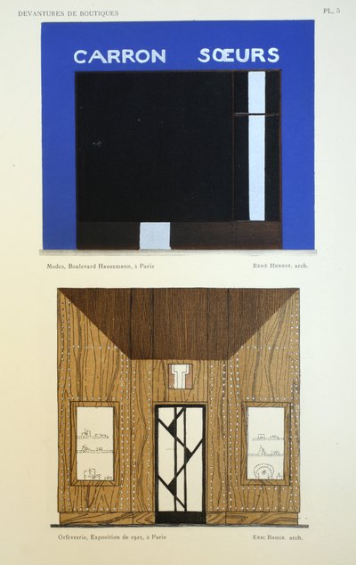Devantures de boutiques, illustration de Devantures de Boutiques par Louis-Pierre Sezille, Paris, 1927 - French School