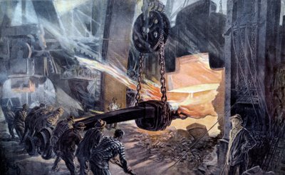 Sidérurgie : sortie du four d