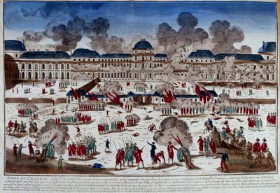 Siège du château (palais) des Tuileries le 10 août - French School