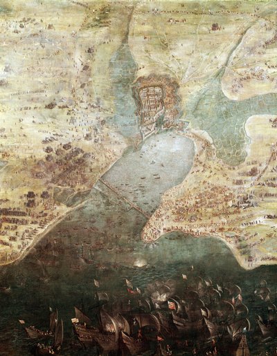 Siège de la ville de La Rochelle, en 1627, détail - French School