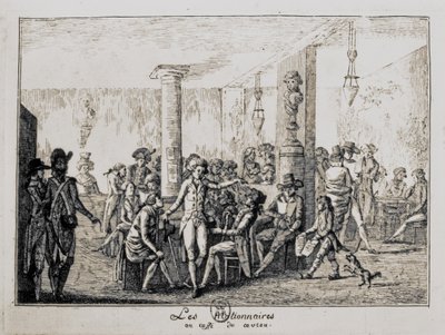 Sieyes et Les Nationnaires au café du caveau à Paris, août 1789 (gravure) - French School