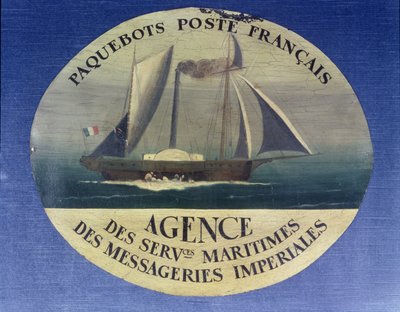 Enseigne pour le service de bateau postal géré par l