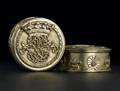 Petite boîte circulaire en vermeil avec couvercle du service de toilette Lennoxlove, appartenant à Frances Teresa Stewart, duchesse de Richmond et Lennox : Français, Paris, essayée entre septembre 1672 et octobre 1674 - French School