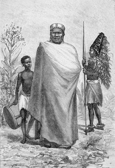 Sina, Sultan de Kibosho et un guerrier - French School