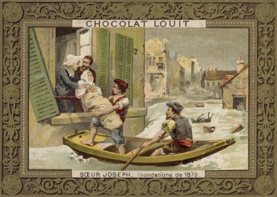 Sœur Joseph aidant à sauver des gens lors des inondations de 1875 - French School