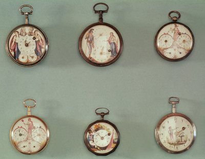 Six montres de poche décorées de symboles révolutionnaires - French School