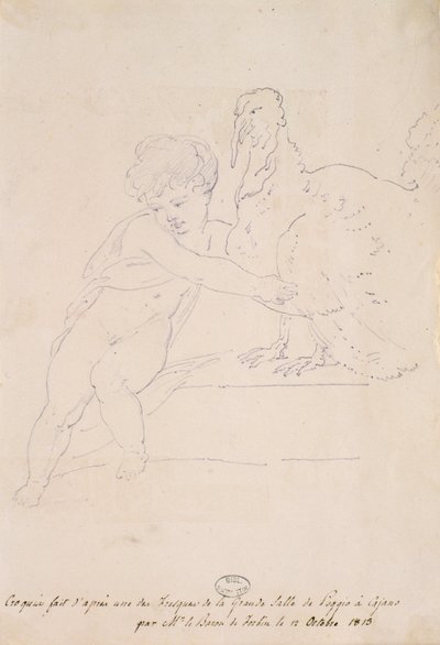 Croquis de la grande salle à Poggio a Caiano, 12 octobre 1813 - French School