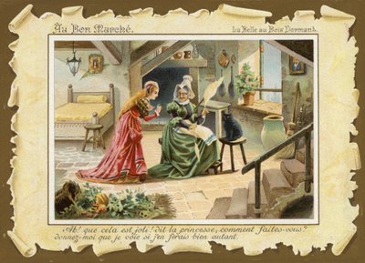 La Belle au bois dormant, avec une vieille femme - French School