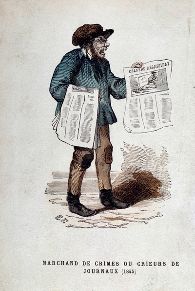 Petit métier parisien : le marchand de crimes ou crieurs de journaux. - French School