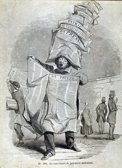 Petit métier parisien : le marchand ou crieur de journaux ambulants. - French School