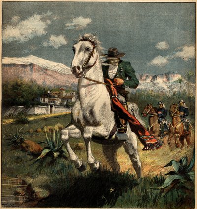 Contrebandier dans les Pyrénées poursuivi par les carabiniers du roi. Gravure dans "La Terre Illustrée" n°75 du 7 avril 1892 - French School
