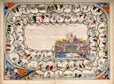 Jeu de serpents et échelles basé sur la Révolution française, 1791 - French School