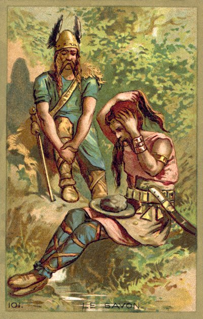 Savon, utilisé par les guerriers gaulois (chromolitho) - French School