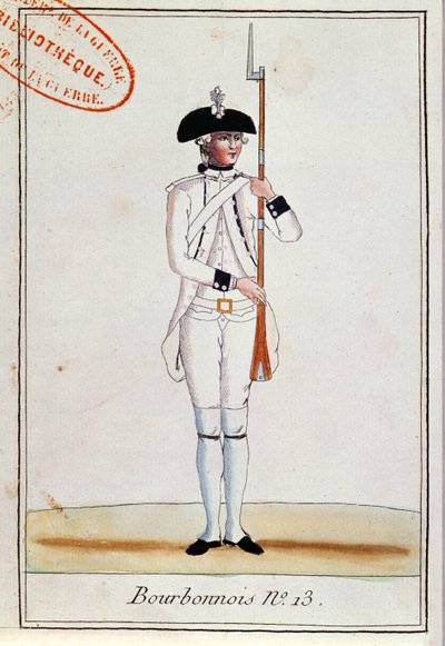 Soldat du Régiment de Bourbonnois, vers 1780 - French School