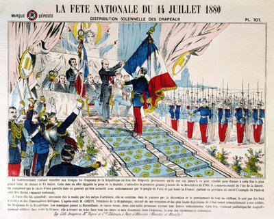 Distribution solennelle des drapeaux à Longchamp par le président Jules Grévy (1807-91), 14 juillet 1880, 1880 - French School
