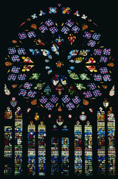 Rosace du transept sud représentant le Jugement dernier - French School