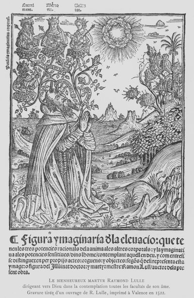 Philosophe espagnol et tertiaire franciscain Ramon Llull en contemplation, dirigeant toutes les facultés de son âme vers Dieu - French School
