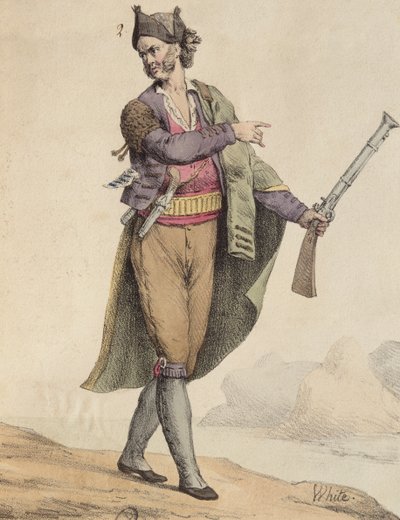 Contrebandier espagnol de la région de Cadix, 1815, gravée par Langlume (19ème siècle) - French School