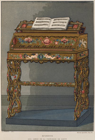 Épinette avec les armoiries de la princesse de Conti, illustration du Dictionnaire de l