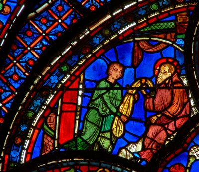 Saint Antoine : donne son manteau à un disciple - French School