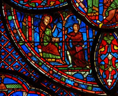 Saint Antoine : parlant avec un homme - French School