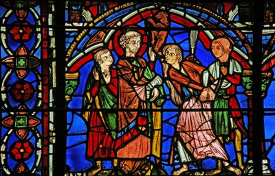 Vitrail de Saint Chéron : guérit une personne possédée - French School