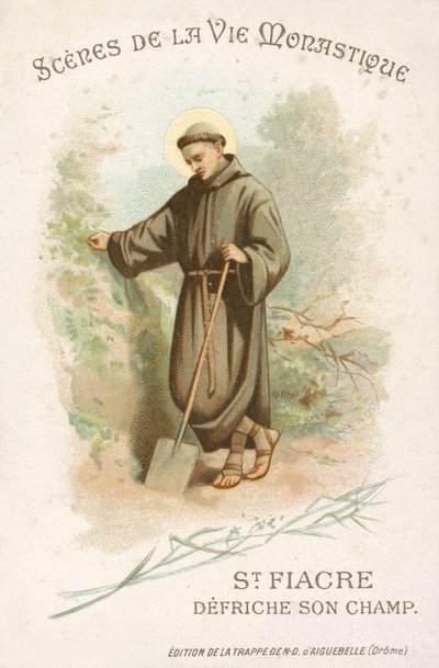 Saint Fiacre défrichant son champ - French School