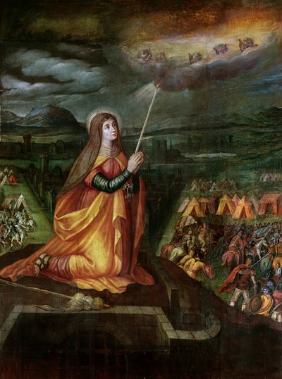 Sainte Geneviève priant pour éviter la venue d