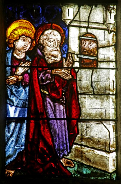 Saint Jean-Baptiste en prison visité par Saint Jean et un autre apôtre - French School