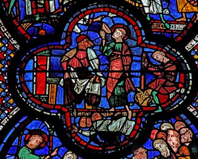 Fenêtre de Saint Jean : il boit le calice empoisonné - French School
