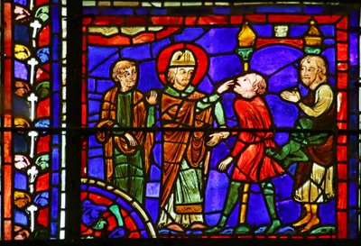 Saint Martin guérissant une âme possédée, scène de la vie de Saint Martin, cathédrale de Chartres - French School