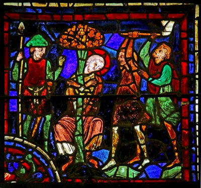Saint Martin attaché à un arbre, scène de la vie de Saint Martin, cathédrale de Chartres - French School