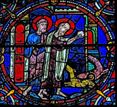 Saint Pierre et Saint Paul nourrissant les chiens - French School