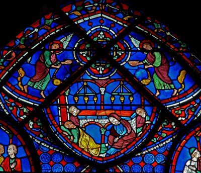 Saint Thomas - son tombeau avec des pèlerins malades et des anges - French School