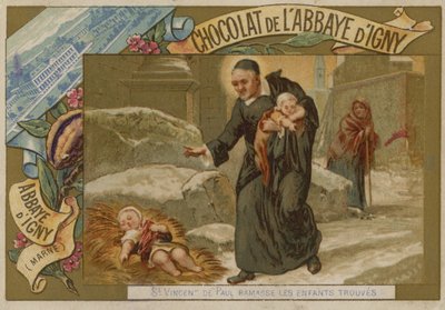 Saint Vincent de Paul ramassant des enfants trouvés - French School