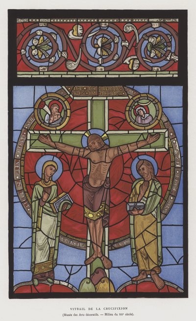 Vitrail représentant la Crucifixion, milieu du XIIe siècle - French School