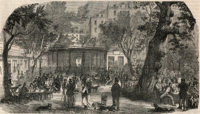 Timbre du Cheval Blanc à Paris au XIXe siècle - Gravure dans « Tableau-de-Paris » par Edmond Texier 1852 - French School