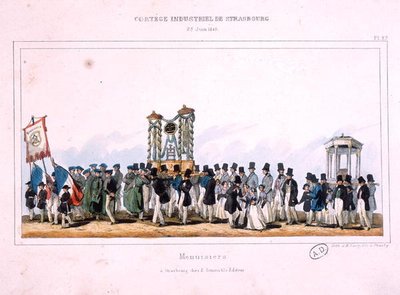 Début de la Procession des Charpentiers à Strasbourg, 25 juin 1840 - French School