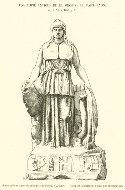 Statue antique conservée au temple de Thésée, à Athènes - French School