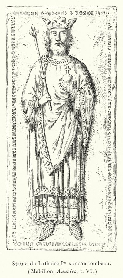 Statue de Lothaire Ier sur son tombeau - French School