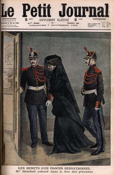 Affaire Steinheil : Marguerite Steinheil (1869-1954) entrant dans le box des accusés - Le Petit Journal, 7 novembre - French School