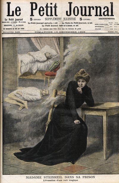 Affaire Steinheil : Marguerite Steinheil (1869-1954) dans sa prison - Le Petit Journal, décembre 1908 (gravure) - French School