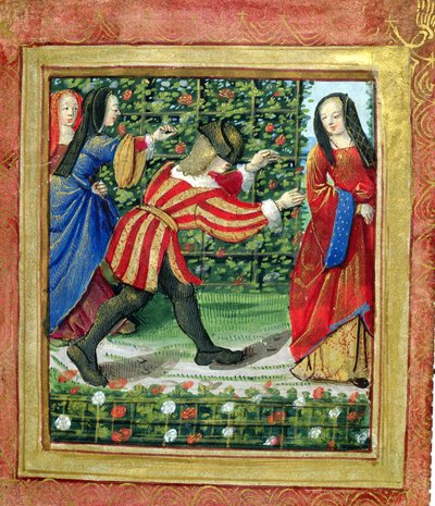 Homme et femme jouant à colin-maillard, du 