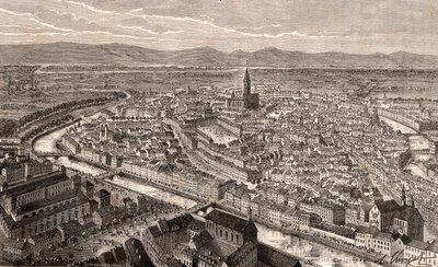 Strasbourg - Bas-Rhin, en Alsace - gravure dans 