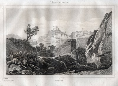 Subiaco Lazio dans la ville métropolitaine de Rome - Gravure de "L