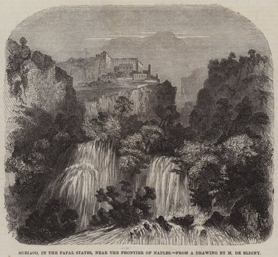 Subiaco, dans les États pontificaux, près de la frontière de Naples (gravure) - French School