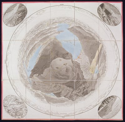 Sommet du Kulm, Mont Rigi, extrait de Guide des Voyageurs sur le Mont Rigi, par le Col. Pfyffer de Wyer, publié en 1823 (gravure coloriée à la main) - French School