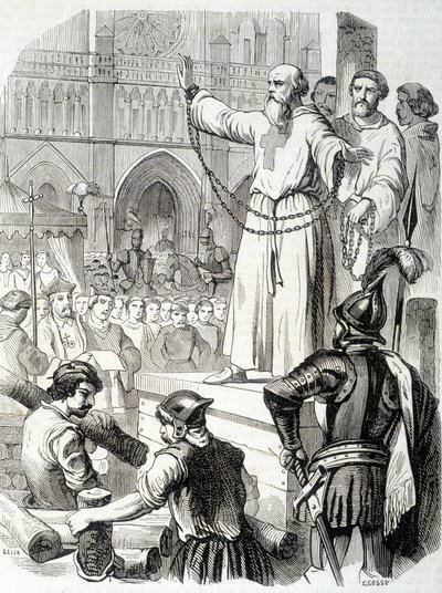 Supplice des Templiers (1314) - dans « Histoire de France » par L.-P. Anquetil - French School