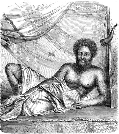 Thakombau, roi des îles Viti (Fidji), Océan Pacifique. Gravure 1885 - French School