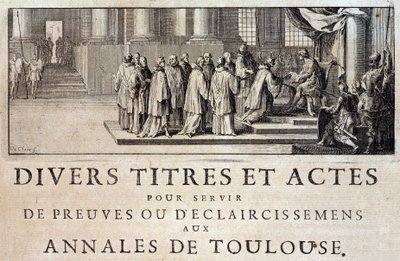 Prise de possession de la ville et du comté de Toulouse par les émissaires du roi Philippe III en 1271 dans « Annales de la ville de Toulouse » par Germain de Lafaille, Toulouse - French School